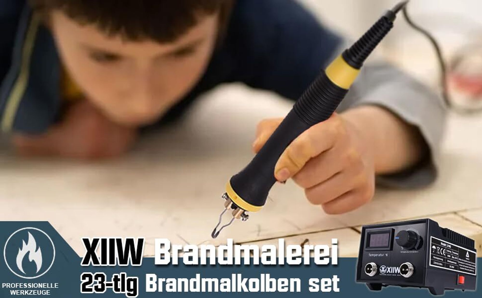 Brandmalerei 100W mit 23tlg Spitz & 2 Stiften Holzbrenner Brennkolben 0-750°C Brandmalstation Brandmalkolben Brandmalgeräte für Holz, Leder und Kork