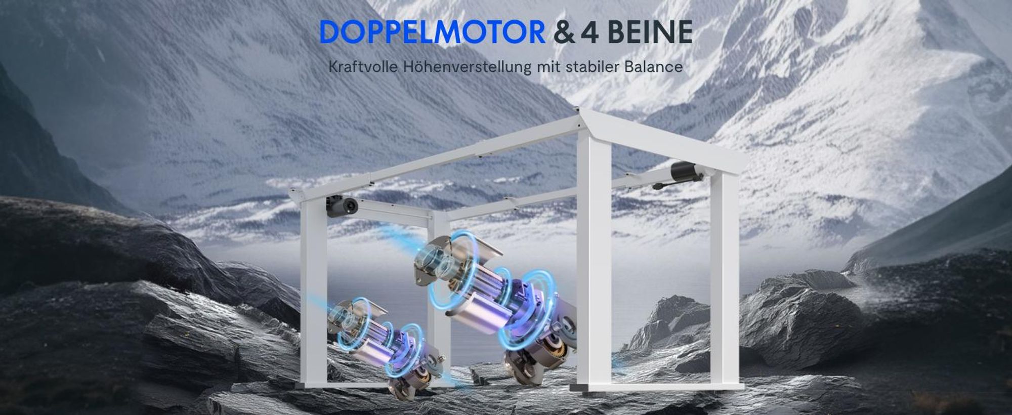 FLEXISPOT Höhenverstellbarer Schreibtisch Gestell Elektrisch mit 4 Beinen, Doppelmotor 200 KG TRAGLAST, 3 Speicherplätzen Sitz-Steh-Erinnerung Weiß
