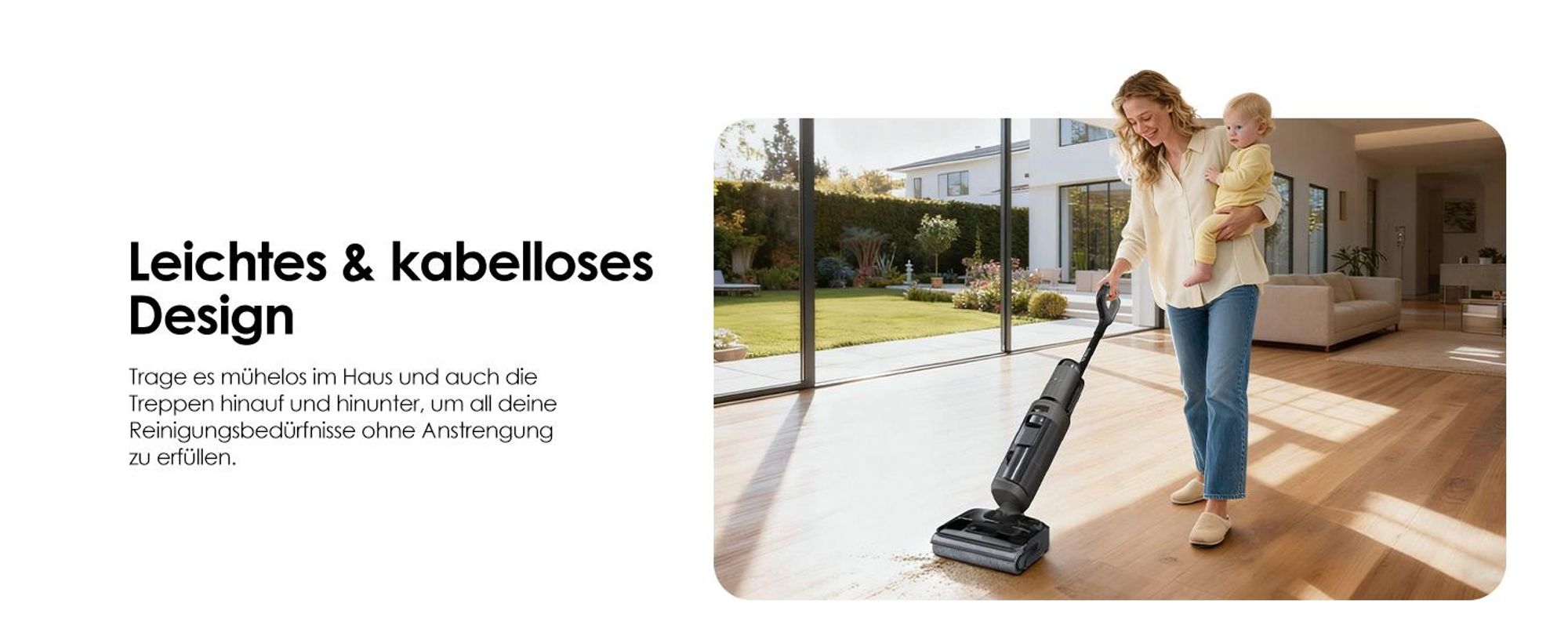 Tineco FLOOR ONE i6 Stretch Nass Trockensauger, Selbstreinigung 5 Min Flashdry, 180° Lay-Flat, 20kPa, 40 Min, Beidseitige Kantenreinigung Waschsauger