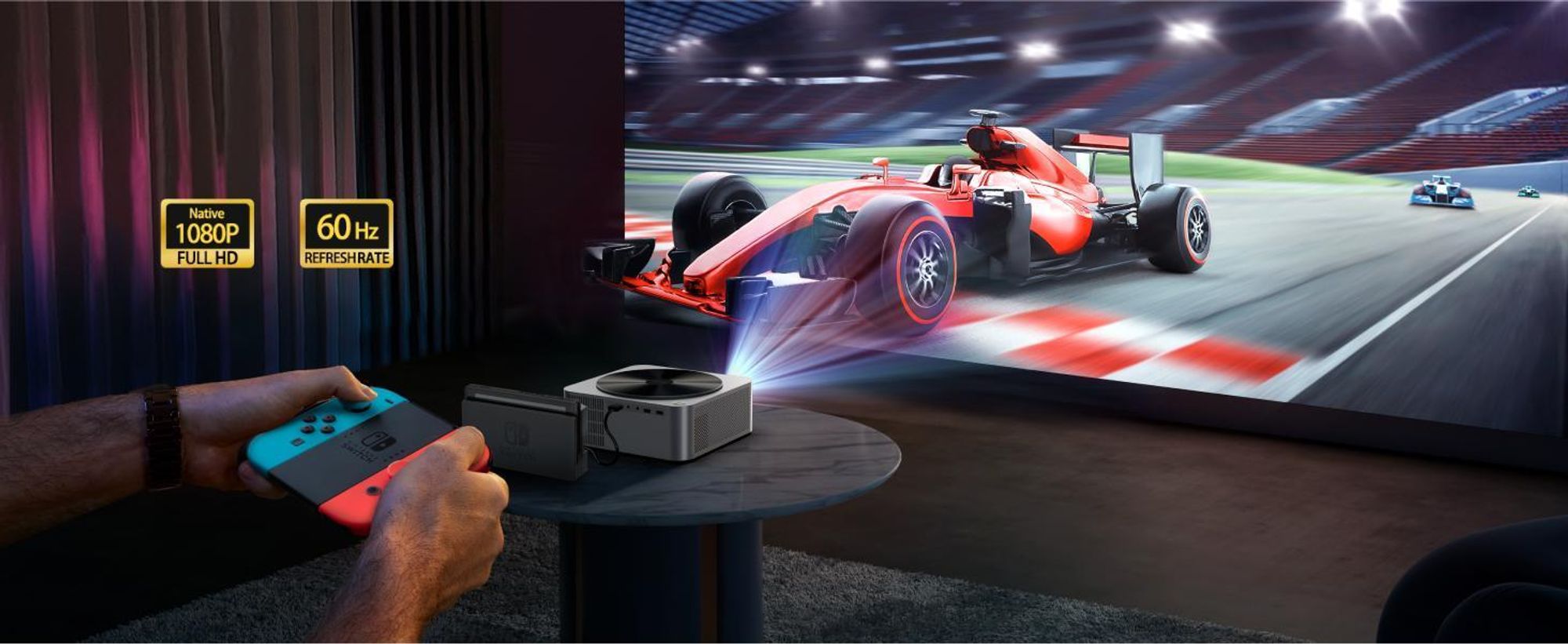 Projecteur ULTIMEA 1080P version mise à jour avec prévention des obstacles, 700 ANSI lumens, 15000:1, orientation intelligente de l'écran, Apollo-P40