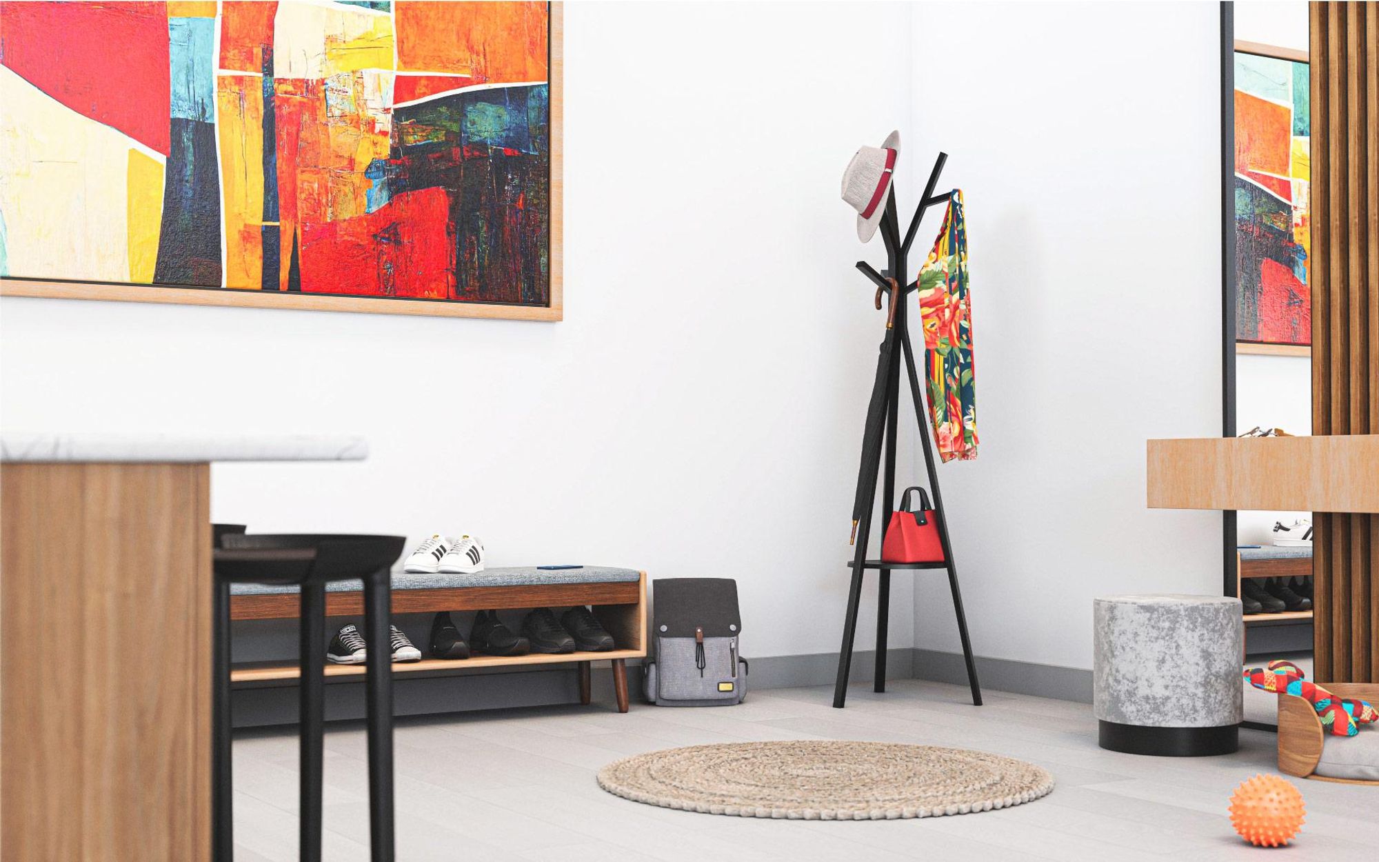 MARK ADLER Host 4.0 Garderobenständer, Kleiderständer aus Stahl, Garderobe in Baumform, Haken für Kleidung Hut