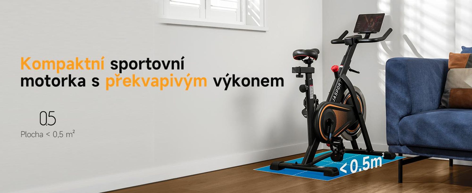JASPORT A3 ergometer - tichý vnútorný bicykel na vytrvalostný tréning s držiakom na tablet a pohodlným sedadlom, ideálny na tréning v domácnosti