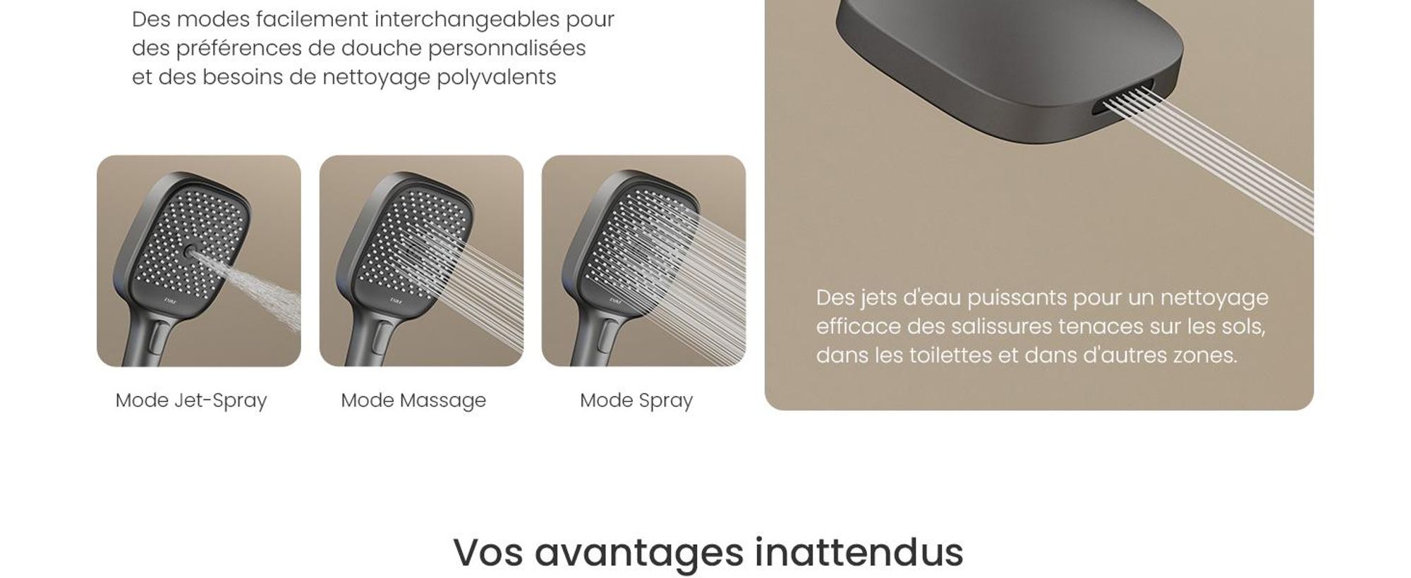 Système de douche EMKE avec thermostat, anthracite mat - Débit d'eau réglable, douche de pluie 36x24 cm, douchette à main avec 4 jets