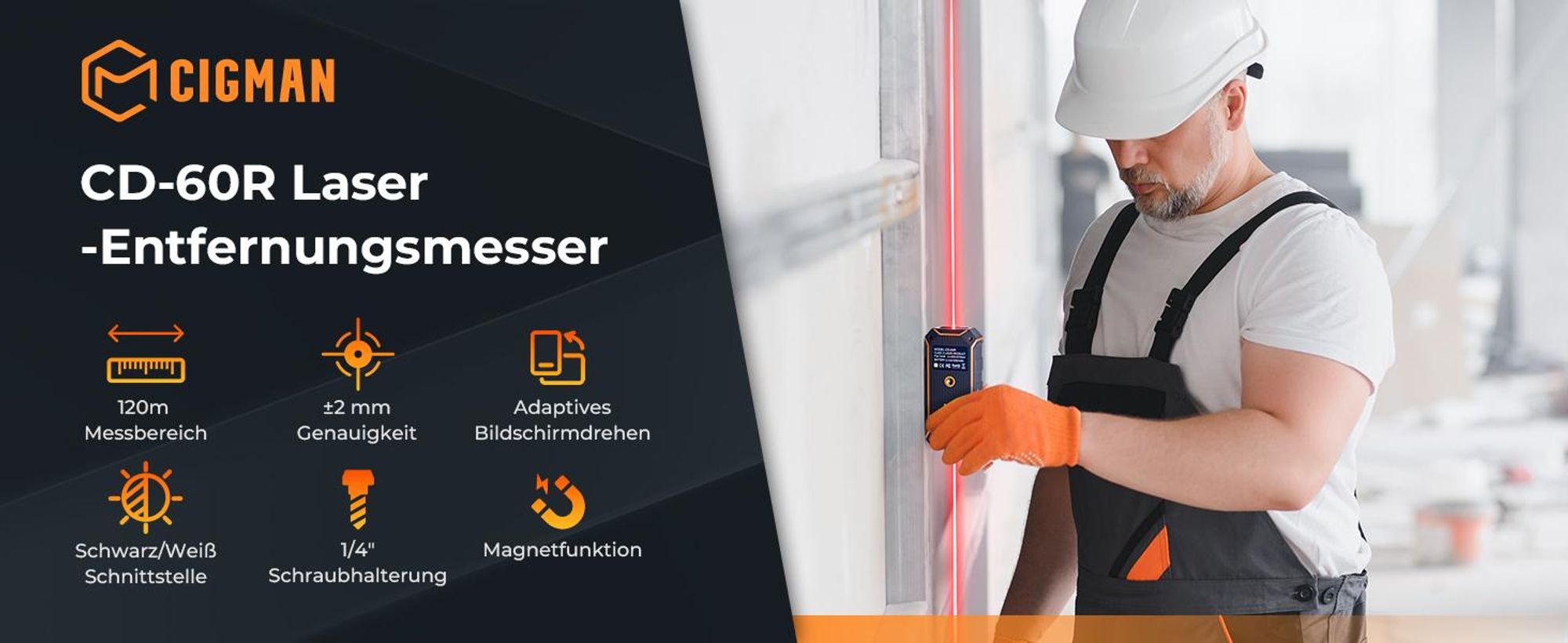 CIGMAN CD-60R – Bilateraler Laser-Entfernungsmesser mit 120m Reichweite