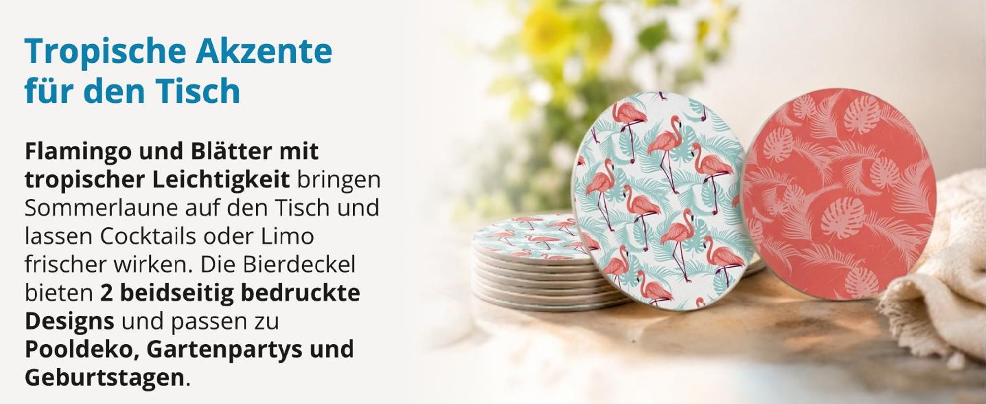 itenga 40x Bierdeckel rund Flamingo und Blätter Untersetzer 10,7cm