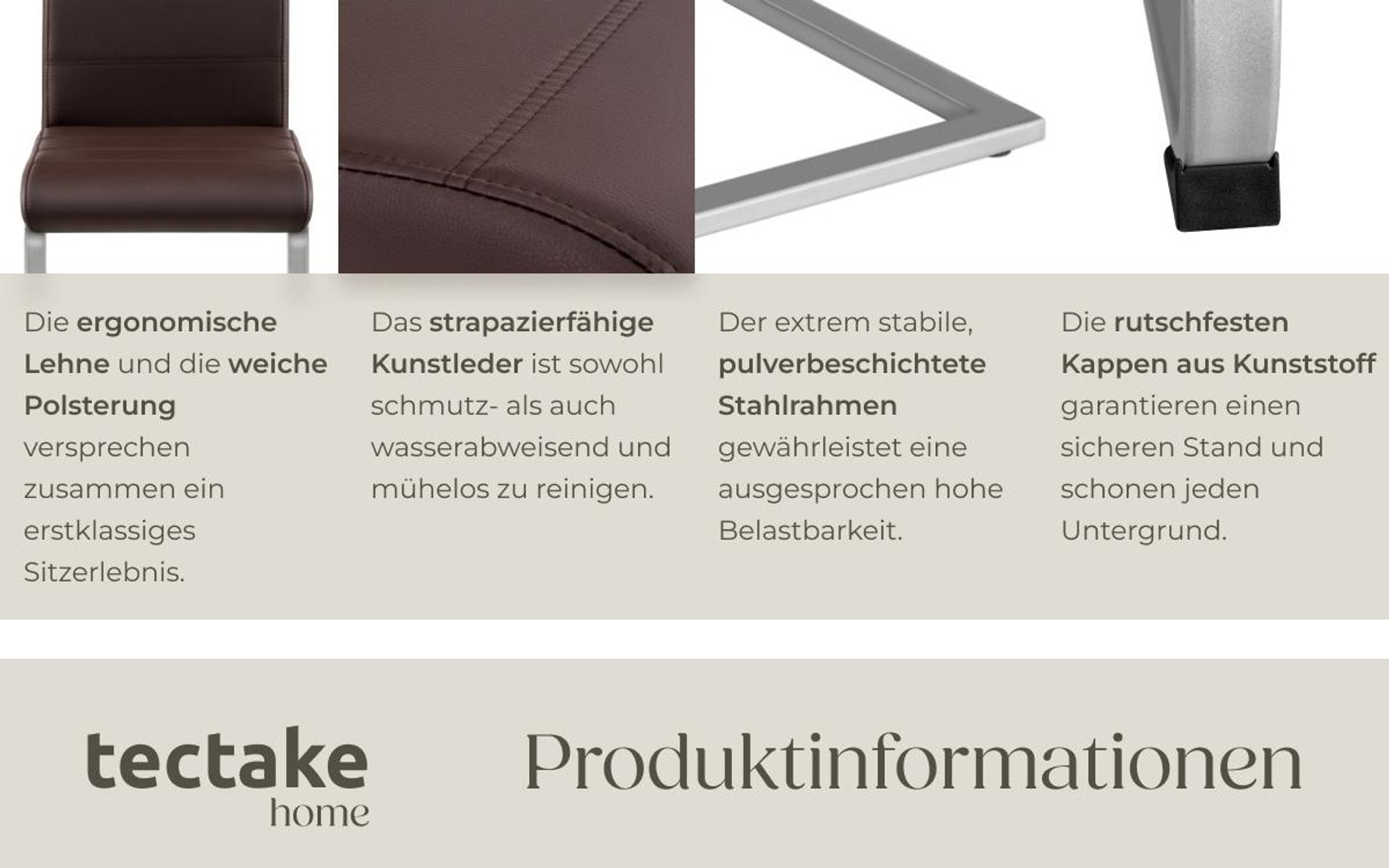 tectake® Set Schwingstuhl Bettina gepolstert mit Kunstlederbezug 41 x 52 x 99 cm