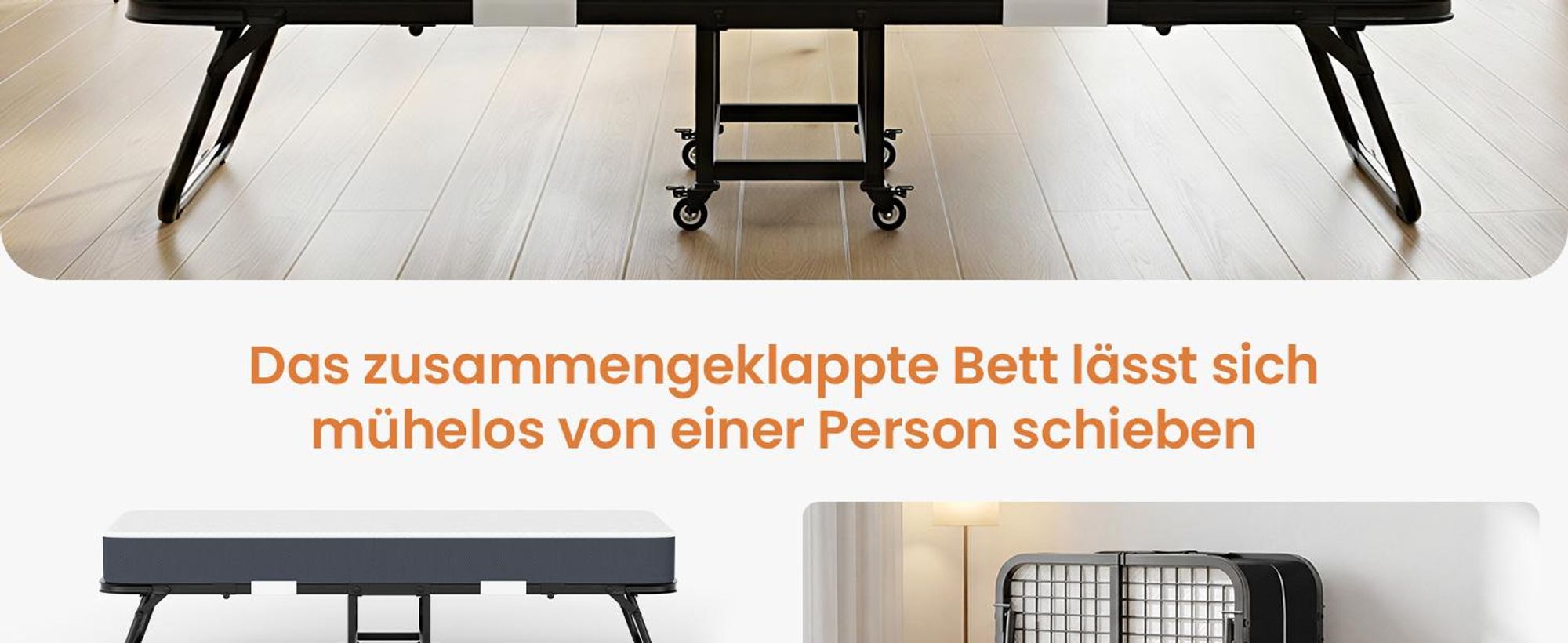 GUNUSS Klappbett Erwachsene Gästebett Klappbar mit13 cm Dicke Matratze 200x90x46cm Reisebett Metallbett einer Tragfähigkeit von 250 kg