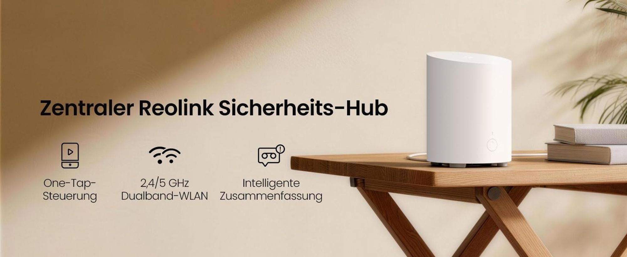 Reolink Home Hub Mini, Drahtlose Sicherheitszentrale, Max. 8 Kameras, Unterstützung bis zu 1TB microSD-Karte, KI-Zusammenfassung, Dualband-WLAN