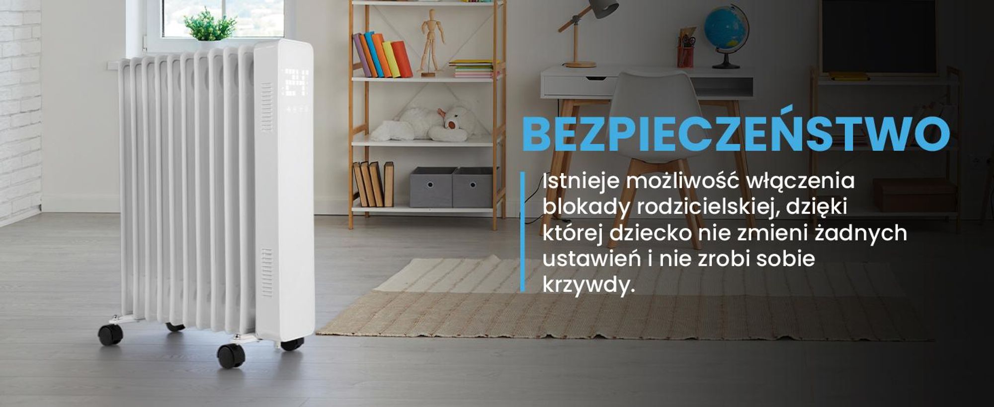 Olejowy grzejnik elektryczny z żeberkami z termostatem i wifi