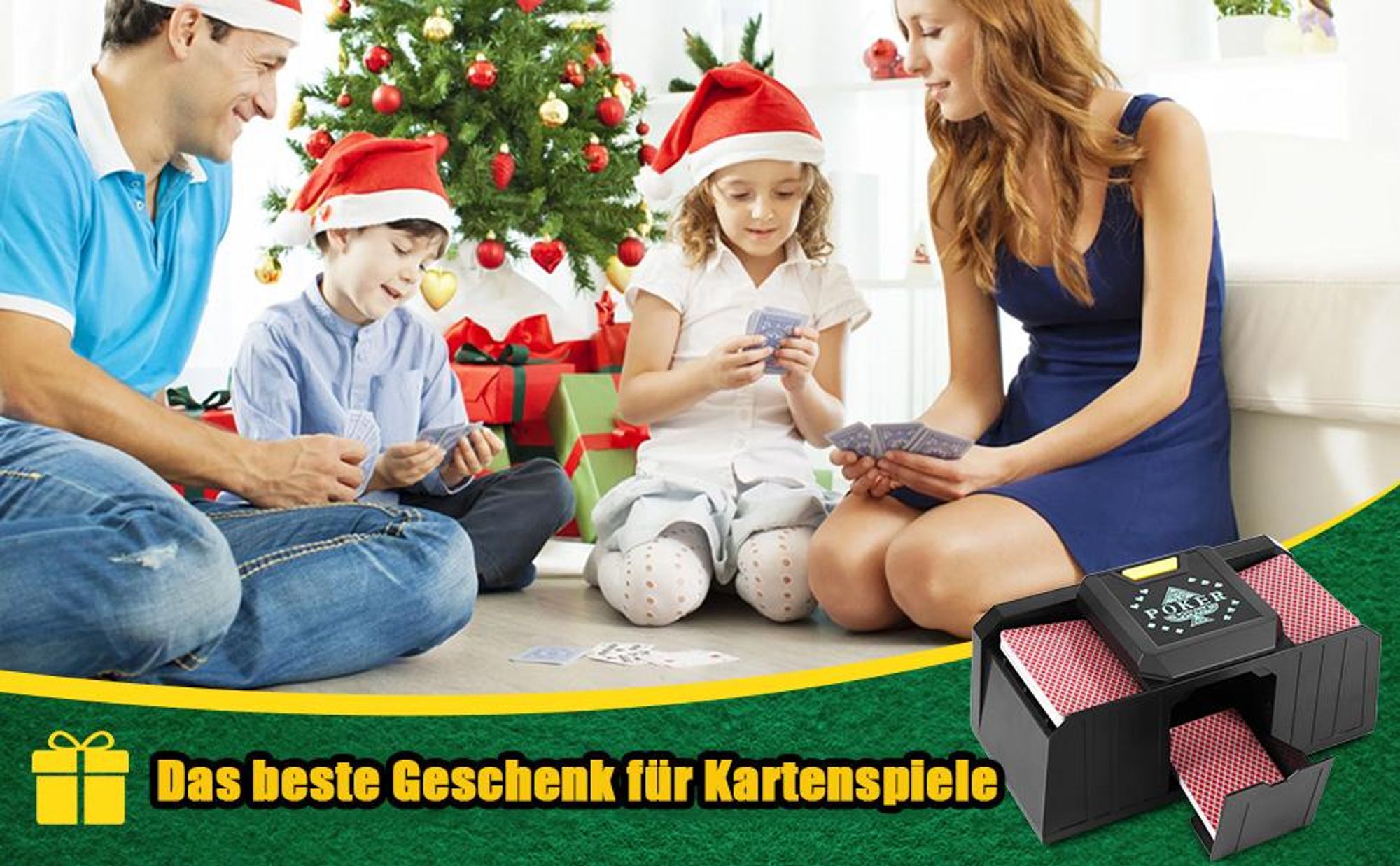 Automatischer Spielkartenmischer, Kartenmischmaschine, Ein/Zwei Deck-Karten-Mischung, Leise, batteriebetrieben
