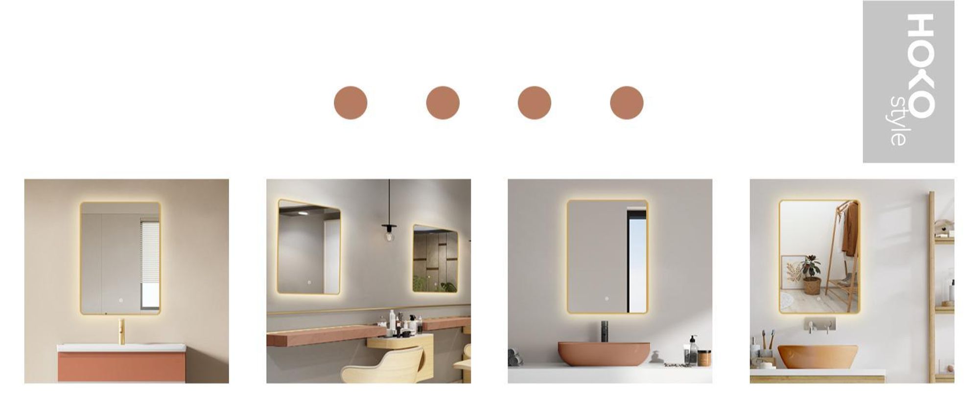 HOKO Badspiegel 70x100cm mit Rahmen+Touch Schalter+Licht Wechsel Warmweiß-Kaltweiß-Neutral. Licht mit Touch Schalter und mit Wandschalter einschaltbar