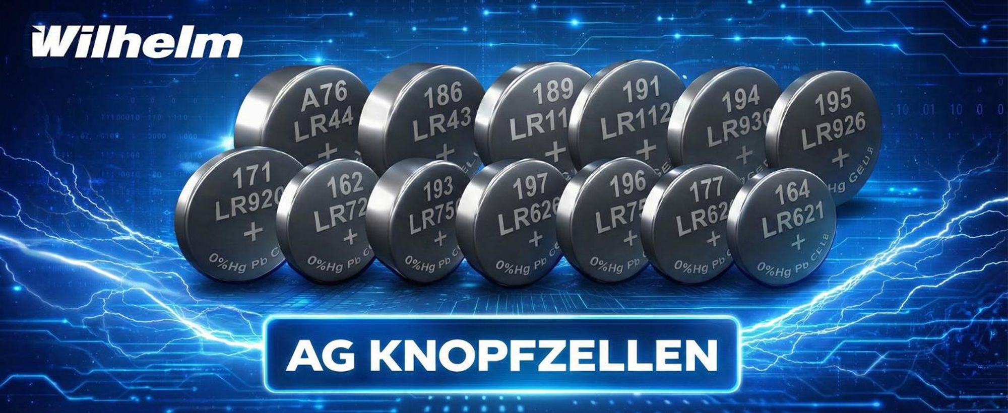 10 x Wilhelm AG 13 /147/LR44/SR44W/357/LR1154/V13GA Qualitätsbatterien 1,5 V Alkaline