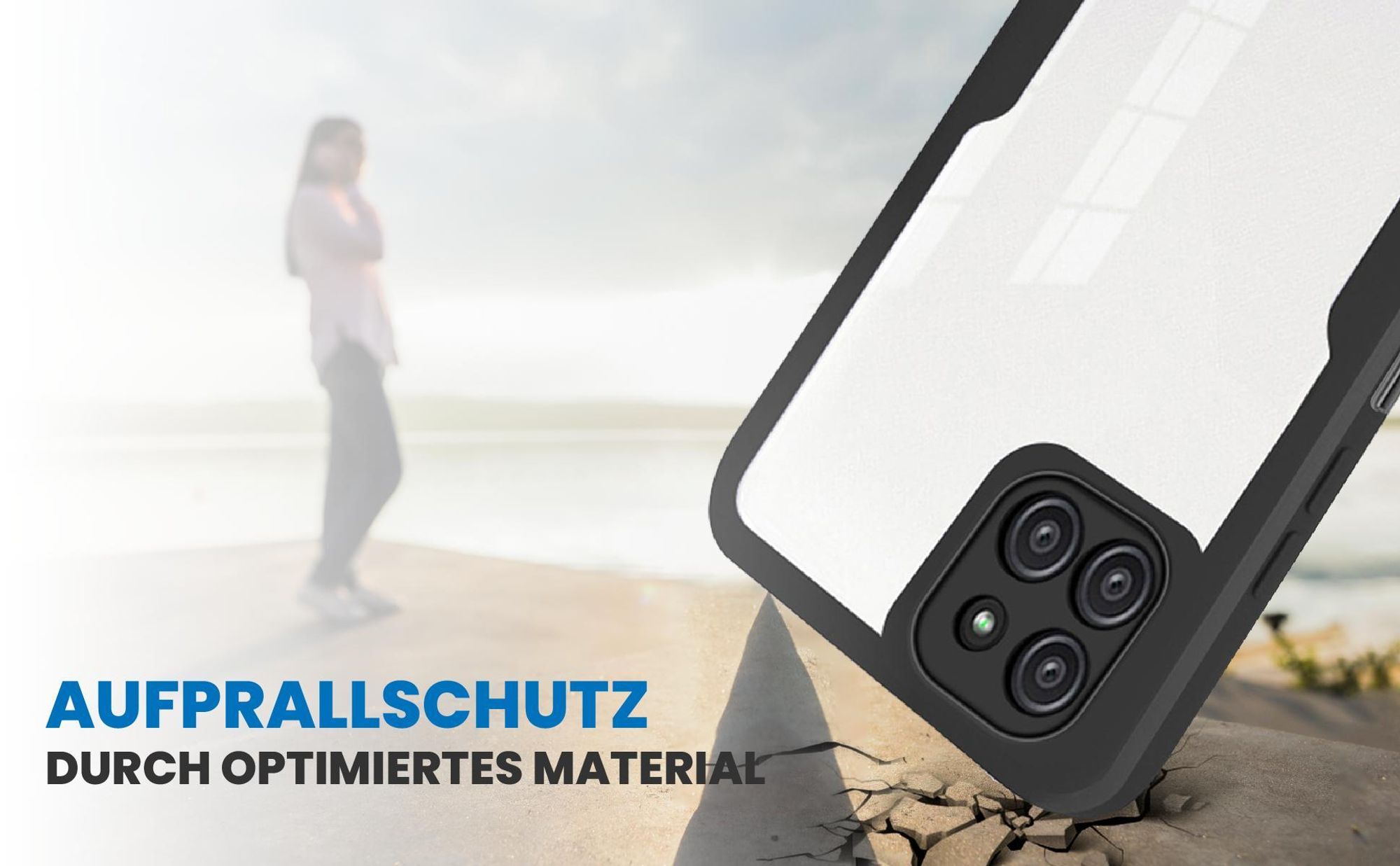 Schwarzes Front Back Cover für Samsung Galaxy A22 5G mit Aufprallschutz