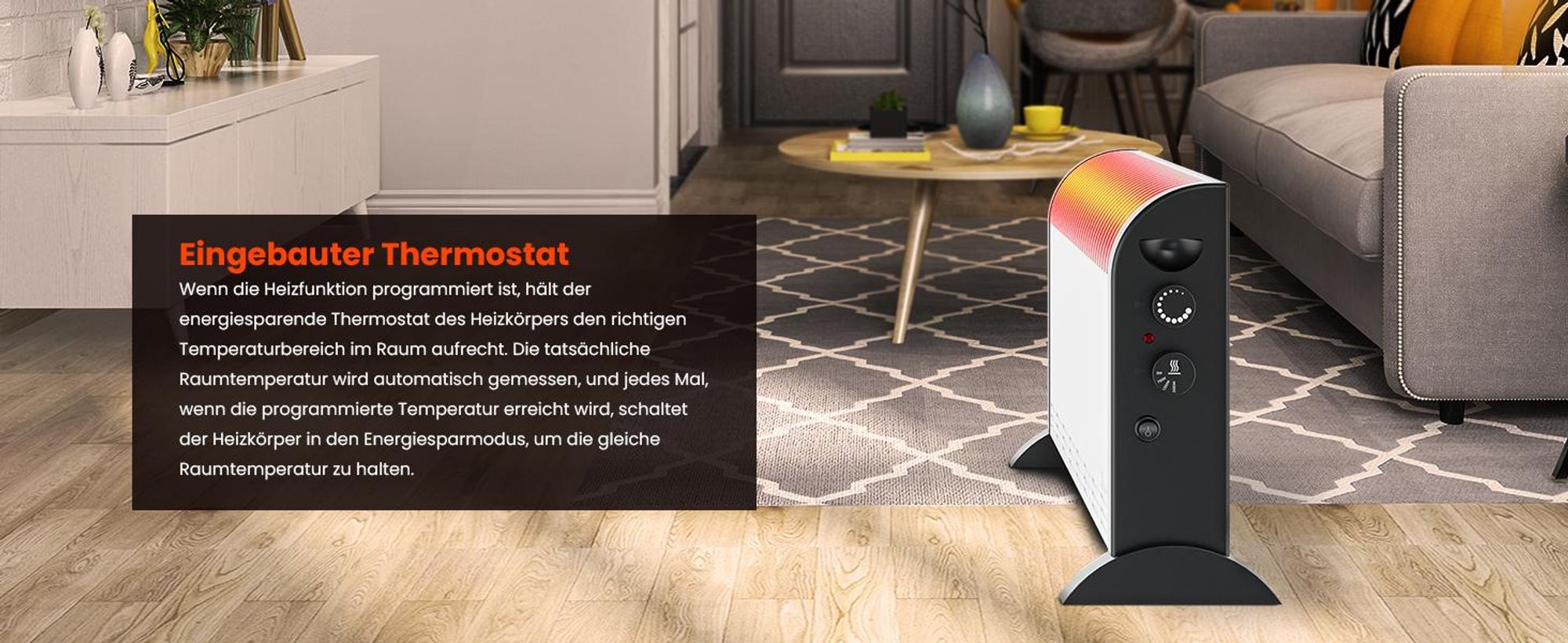 Extralink Konvektorheizung 2000W Elektroheizung Thermostat eingebauter Ventilator