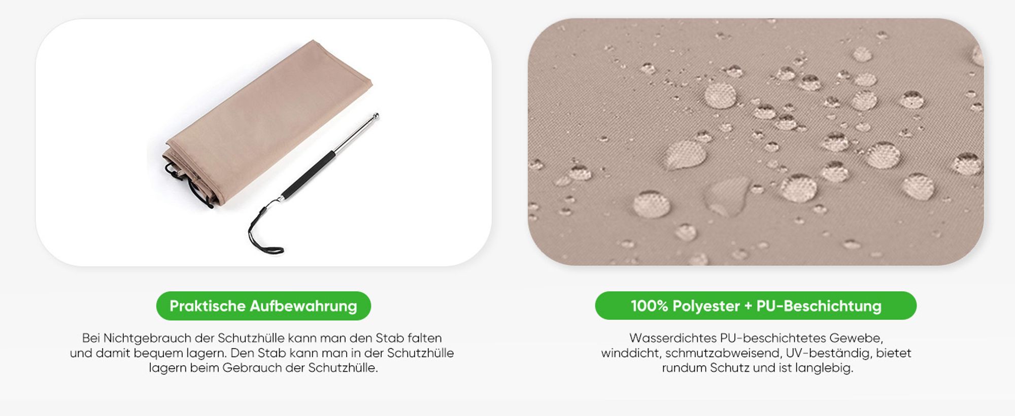 Sekey Sonnenschirm Schutzhülle Wasserdicht Abdeckung Abdeckhaube Schutzhaube aus Polyester, für Ø 300 cm Sonnenschirm, Taupe