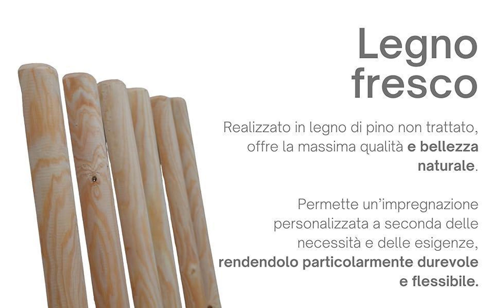 TIMBERMIK 8x Palo Legno Mezzo Tondo ½ Ø7 cm 200 cm Legno Massello Non Trattato per Giardino Recinzione
