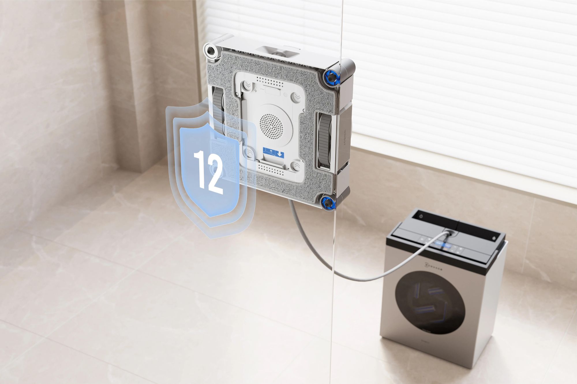 ECOVACS WINBOT W3 OMNI Fensterputzroboter mit Multifunktionsstation mit 2pcs Original Fensterreinigungsflüssigkeit, App-Steuerung