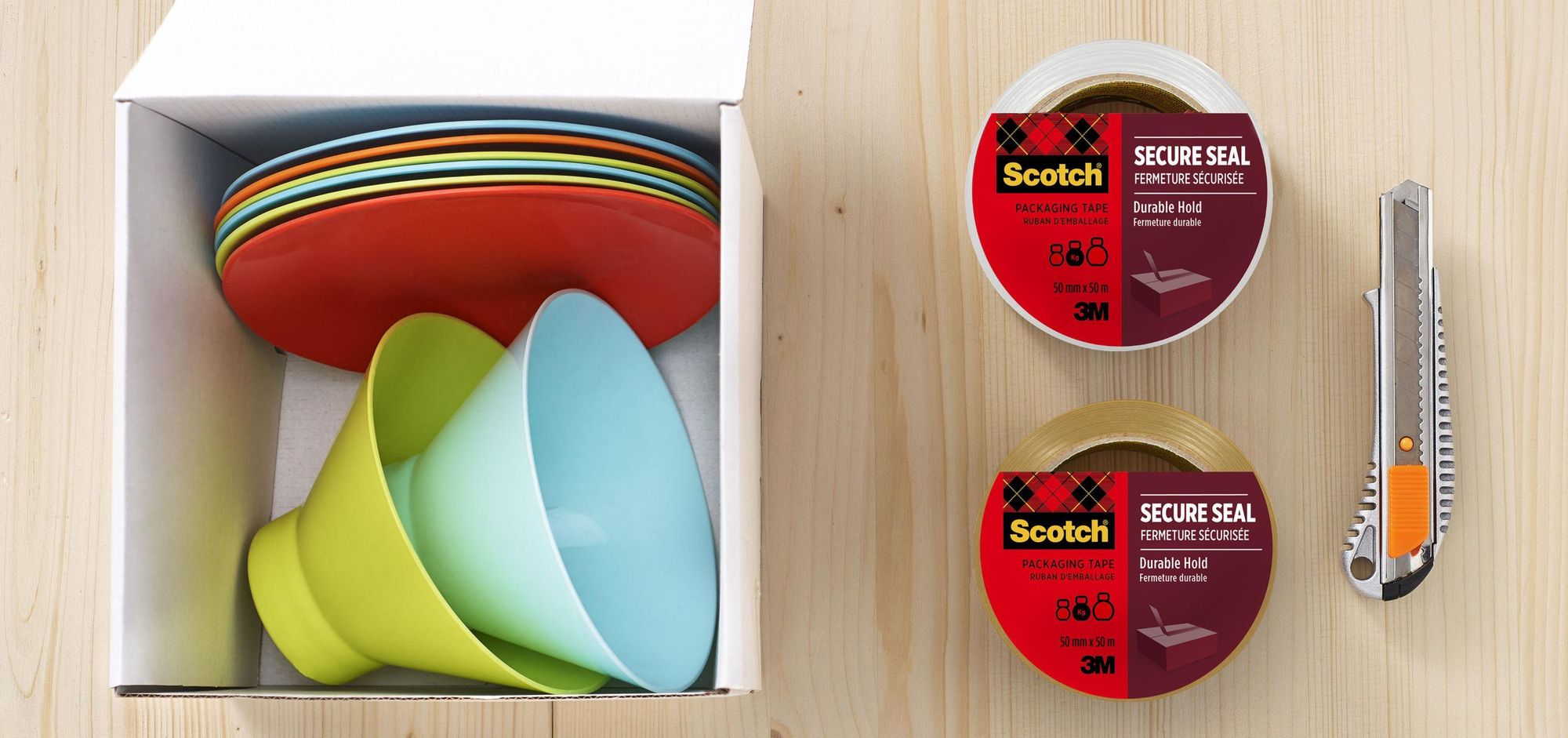 Scotch Secure Seal Verpackungsklebeband Transparent 50 mm x 66 m, 6 Rollen