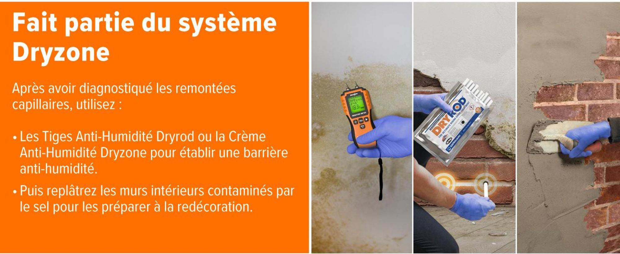 Dryzone Testeur d'Humidité - Détecteur d'Humidité à Broche et Écran LCD - pour Murs, Bois et autres Matériaux de Construction - Facile à Utiliser