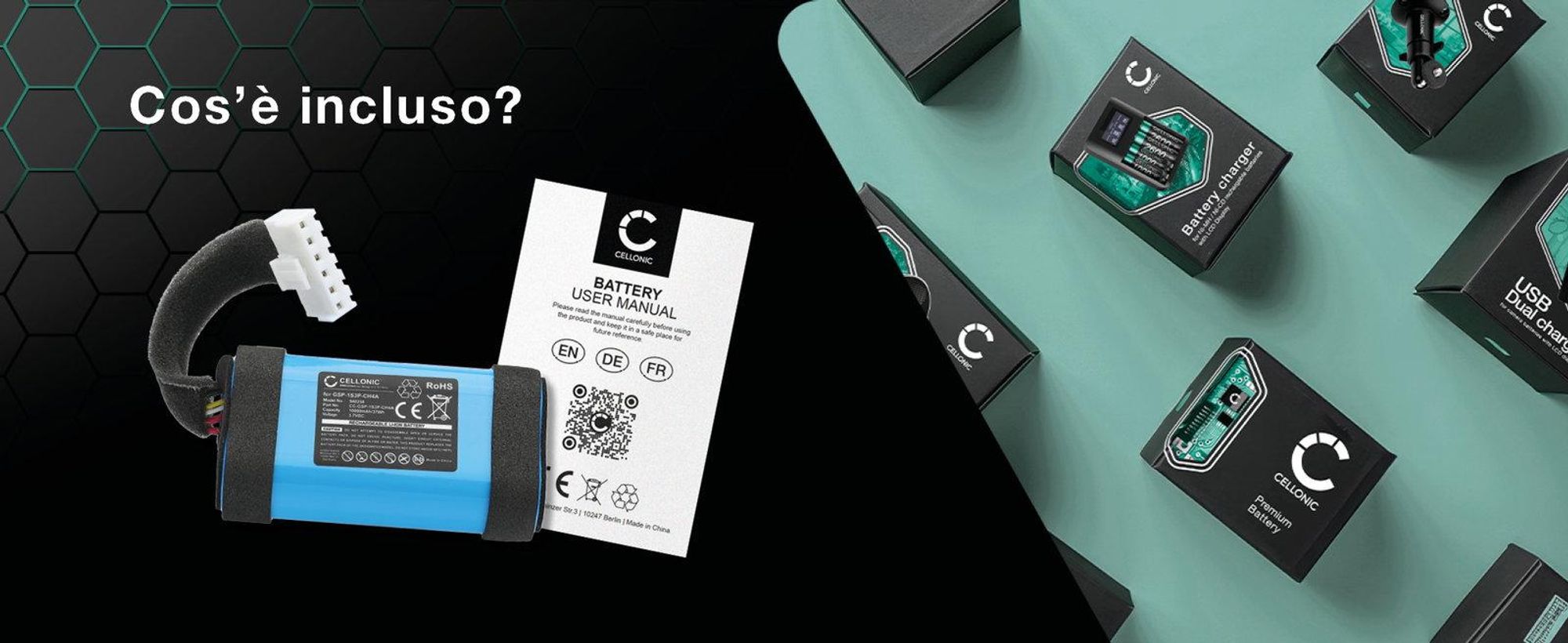CELLONIC, Batteria per altoparlante compatibile con JBL Charge 5, Charge 4Q (10000mAh, 3.7V) Batteria di Ricambio GSP-1S3P-CH4A, GSP-1S3P-CH4D