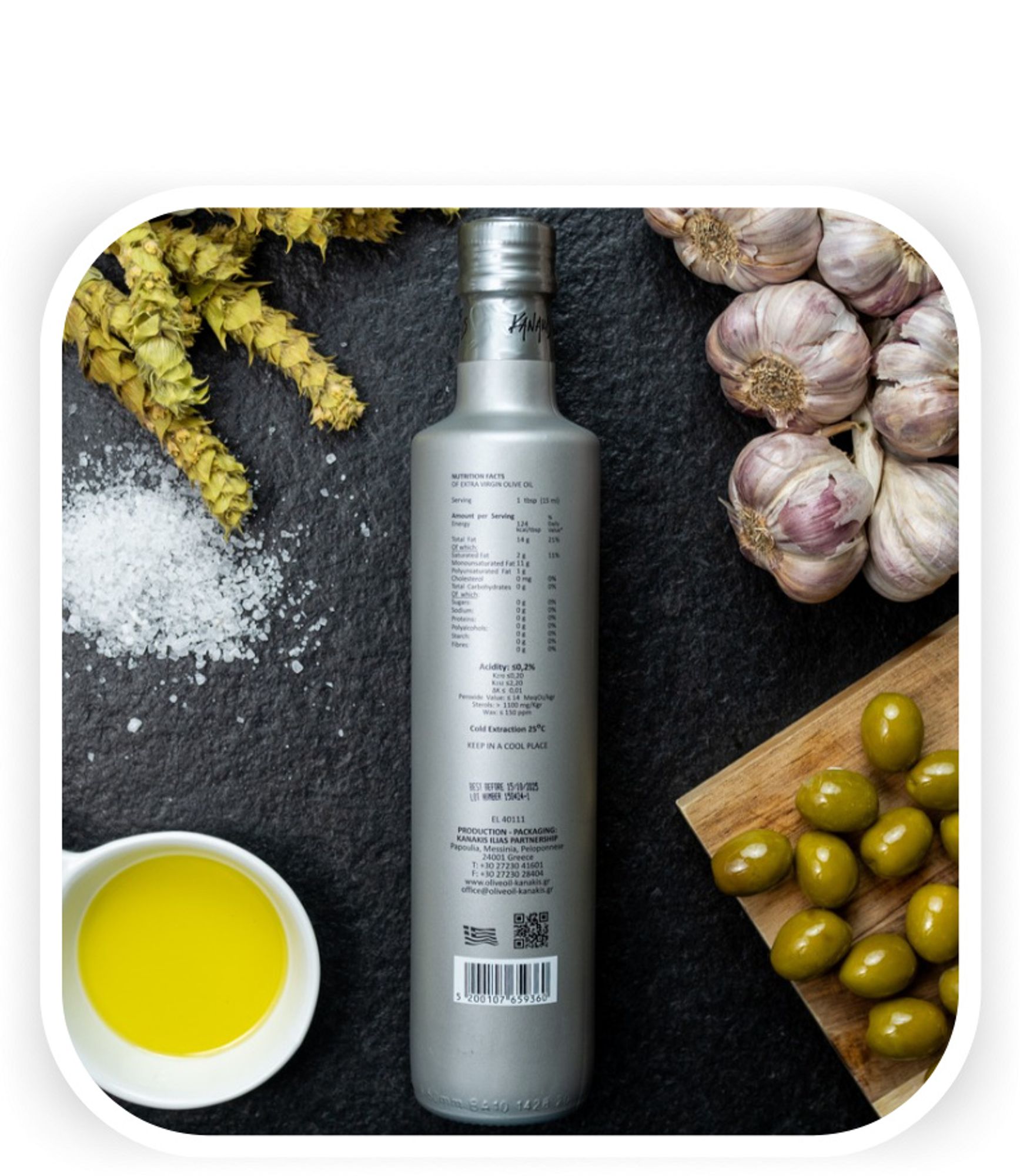 Olivenöl 500 ML - Aus Grünen Oliven - Natives Olivenöl Extra - EV FRESH - Glasflasche - reich an Nährstoffen - Fruchtiges Aroma