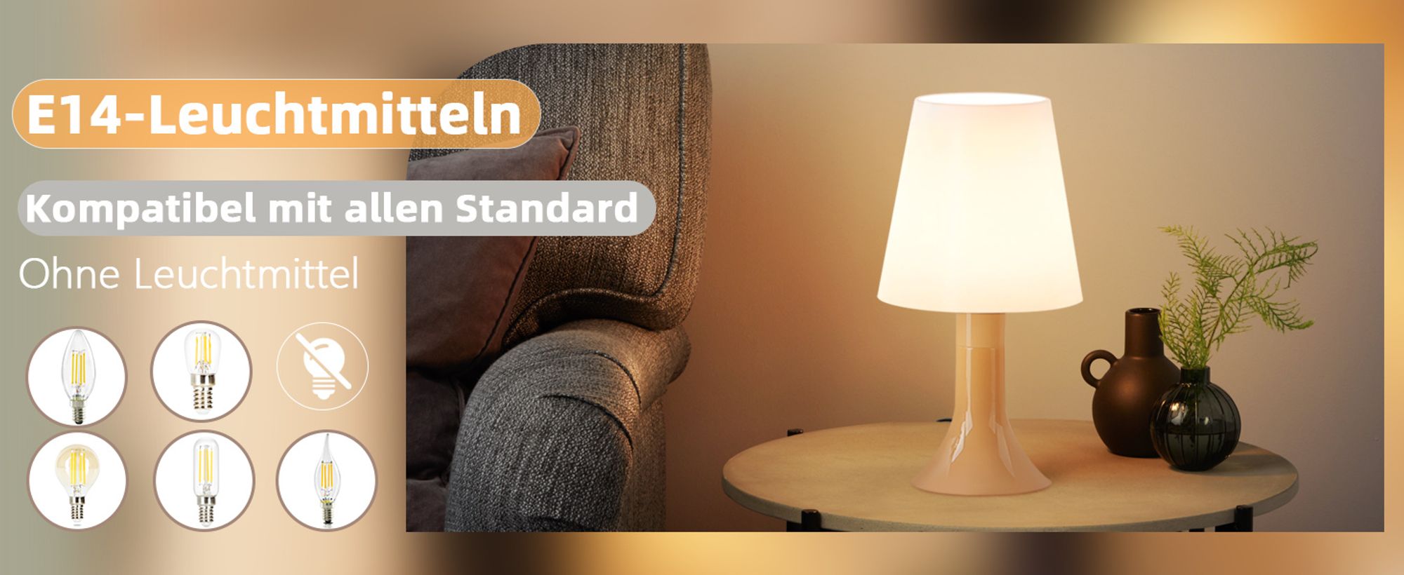 ZMH Tischlampe khaki E14 Nachttischlampe 2er Set Tischleuchte Wohnzimmer mit Kabel Tischlampen Moderne Landhausstil für Esstisch Schlafzimmer