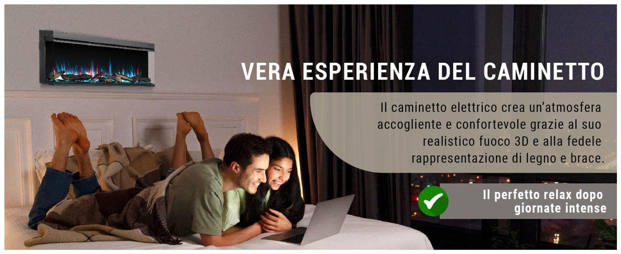 Camino elettrico BALDERIA Athena smart 60 - Camino da incasso - Nero