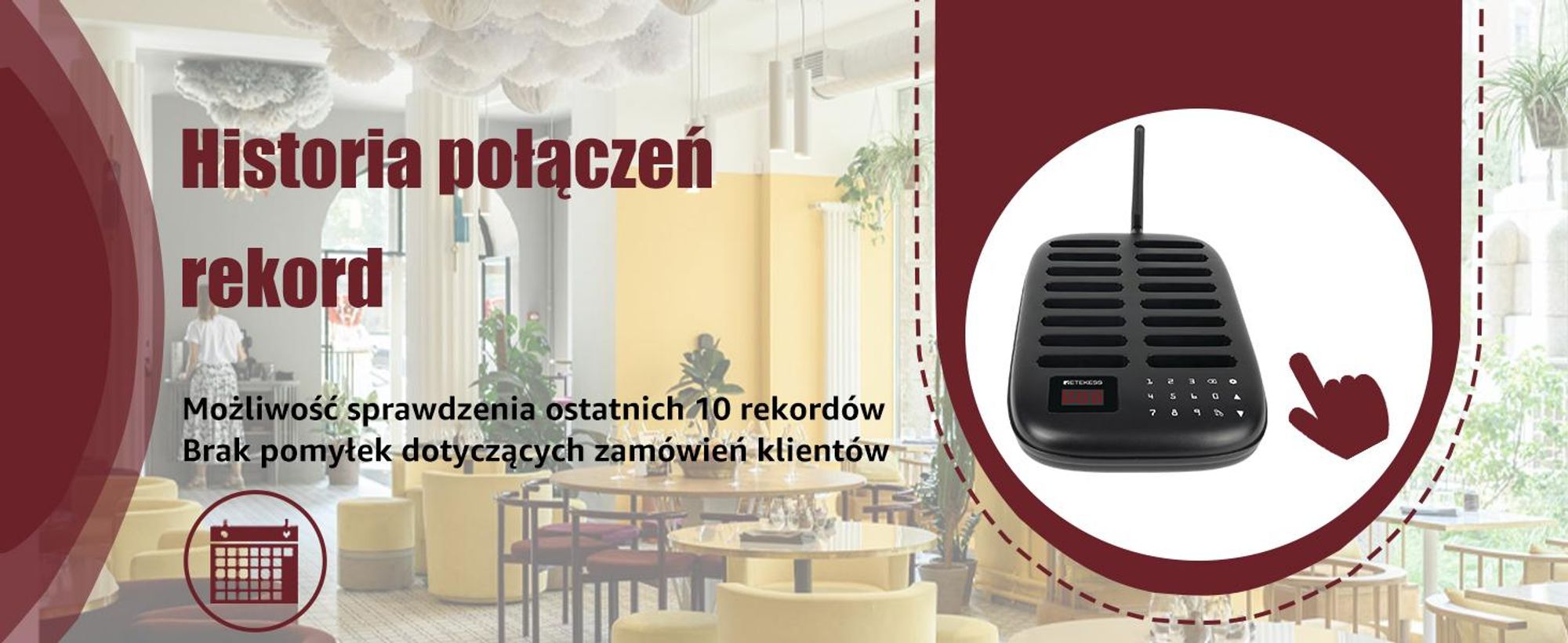 Retekess TD175 Restauracyjny system przywoławczy bezprzewodowy, 500M, gotowy do użycia bez parowania 7 trybów połączeń dla Gastro Miasto i hotelarstwo