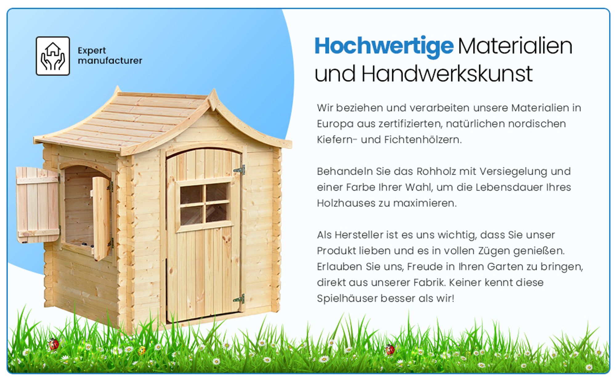 Timbela Kinderspielhaus aus Holz - Spielhaus im Freien für Kinder - B112xL146xH152 cm/1,1m2 Gartenspielhaus - Garten-Sommerhaus für Kinder M550-1