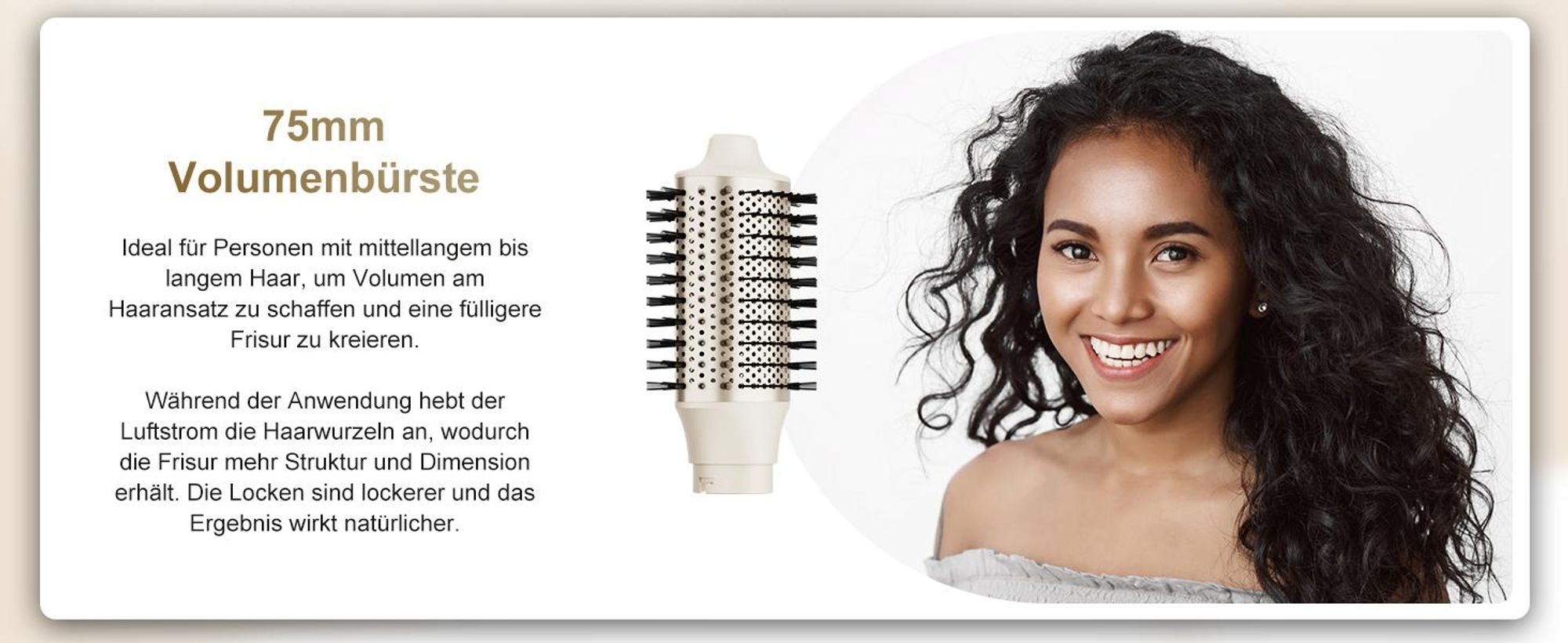 MCURO 6-in-1 Hairstyler mit Lockenstab, Warmluftbürste, Haarglätter & Föhn, 6 Aufsätze inkl. Aufbewahrungstasche für Glätten, Volumen & Locken, Gold
