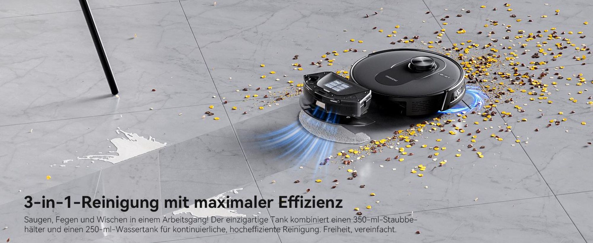 Proscenic QO8 Max+Staubsauger Roboter, Saugroboter mit Wischfunktion, 8000Pa, 200 min, Alexa, Google Home, Siri oder IFTTT,360° LiDAR-Navigation, , 3L