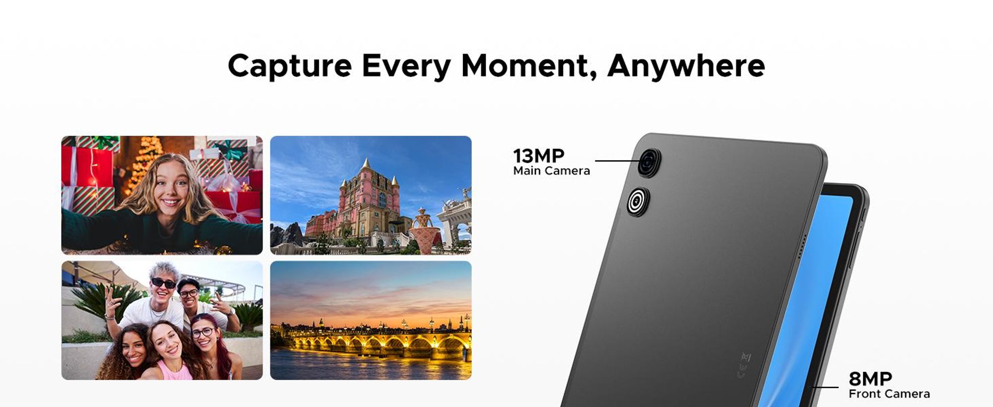 POCKAM P13 Tablet, Android 16, 13 inch, 120 Hz, 48 (8+40) GB + 128 GB/TF 2 TB, 12000 mAh, 5G WiFi, met stylus/muis/toetsenbord, 13MP+8MP/Widevine L1/Gemini AI