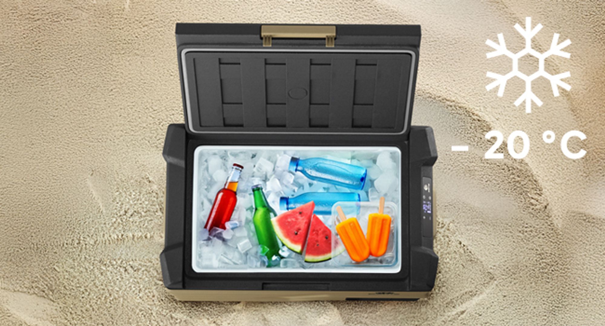 PEME Quest 40 Kompressor Kühlbox 35L Sand Storm Autokühlschrank Elektrische Gefrierbox LKW Auto Camping Kühlschrank App Outdoor -20°C outdoor