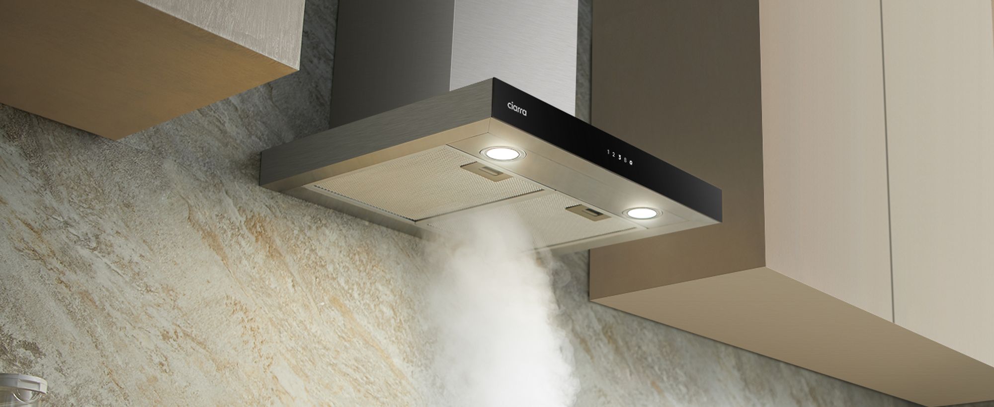 CIARRA A+++ Dunstabzugshaube 60cm 650 m³/h Wandhaube WIFI +APP & Touch Control Boost VMS6102