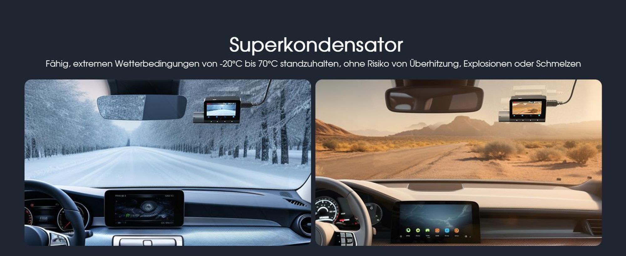 3-Kanal-Dashcam, 4K+1080P+1080P Dashcam Auto Vorne Innen Hinten mit 64GB SD Karte