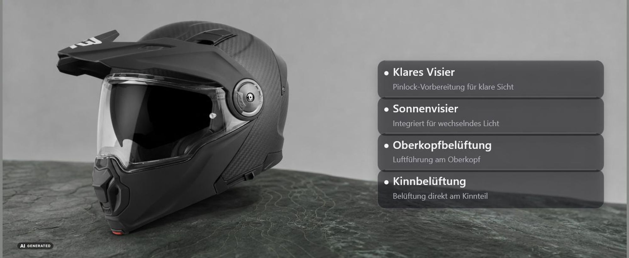 Bogotto FG-102 Carbon 6K Enduro Klapphelm, schwarz matt, XL (61/62)