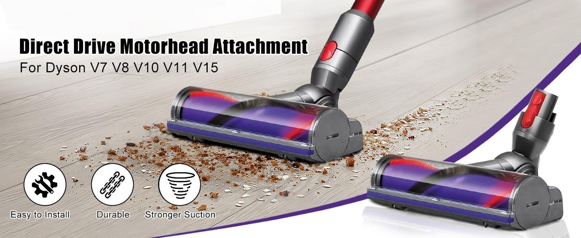 Elektrobürste mit Direktantrieb kompatibel mit Dyson V7V8V10V11 V15-Weiche Reinigungsbürste&Bodendüse für Hartböden-Zubehör für kabellose Staubsauger