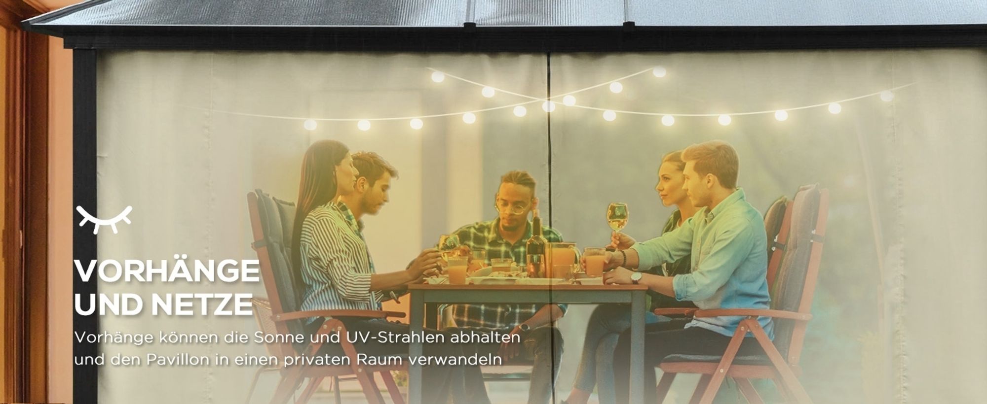 Outsunny Luxus Pavillon Gartenpavillon Partyzelt Gartenzelt PC-Dach Alu