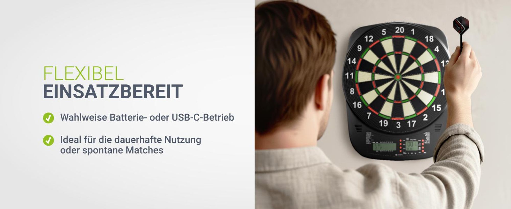 Juskys Elektronische Dartscheibe mit 32 Spielen & Zubehör – bis zu 8 Spieler