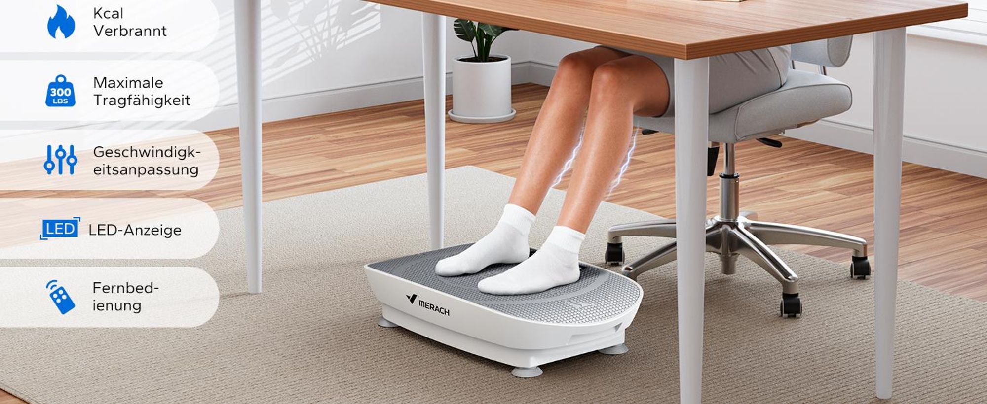 Vibrationsplatte – Mini-Vibrationsplattform mit LED-Display, mit Fernbedienung, für Ganzkörpertraining zu Hause, bis 136 kg
