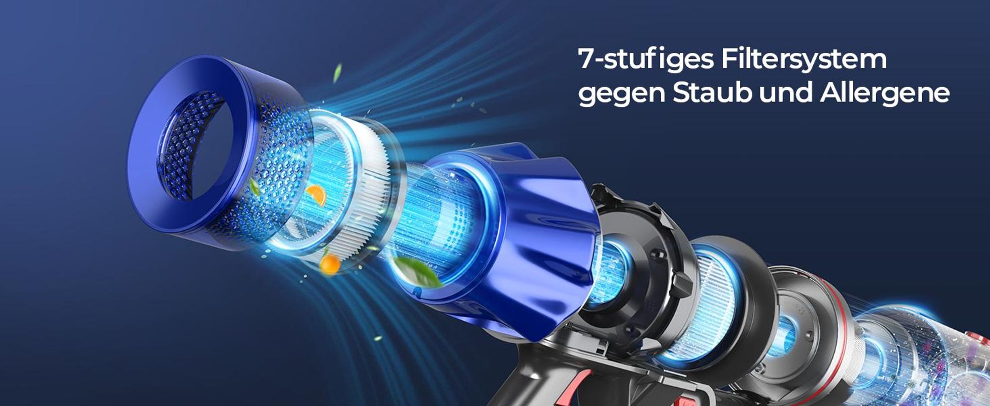 Laresar V7S Akku-Staubsauger – 90 Min. Laufzeit, 75 kPa, 650 W, abnehmbarer Akku, Duftfunktion, hocheffiziente Filtration