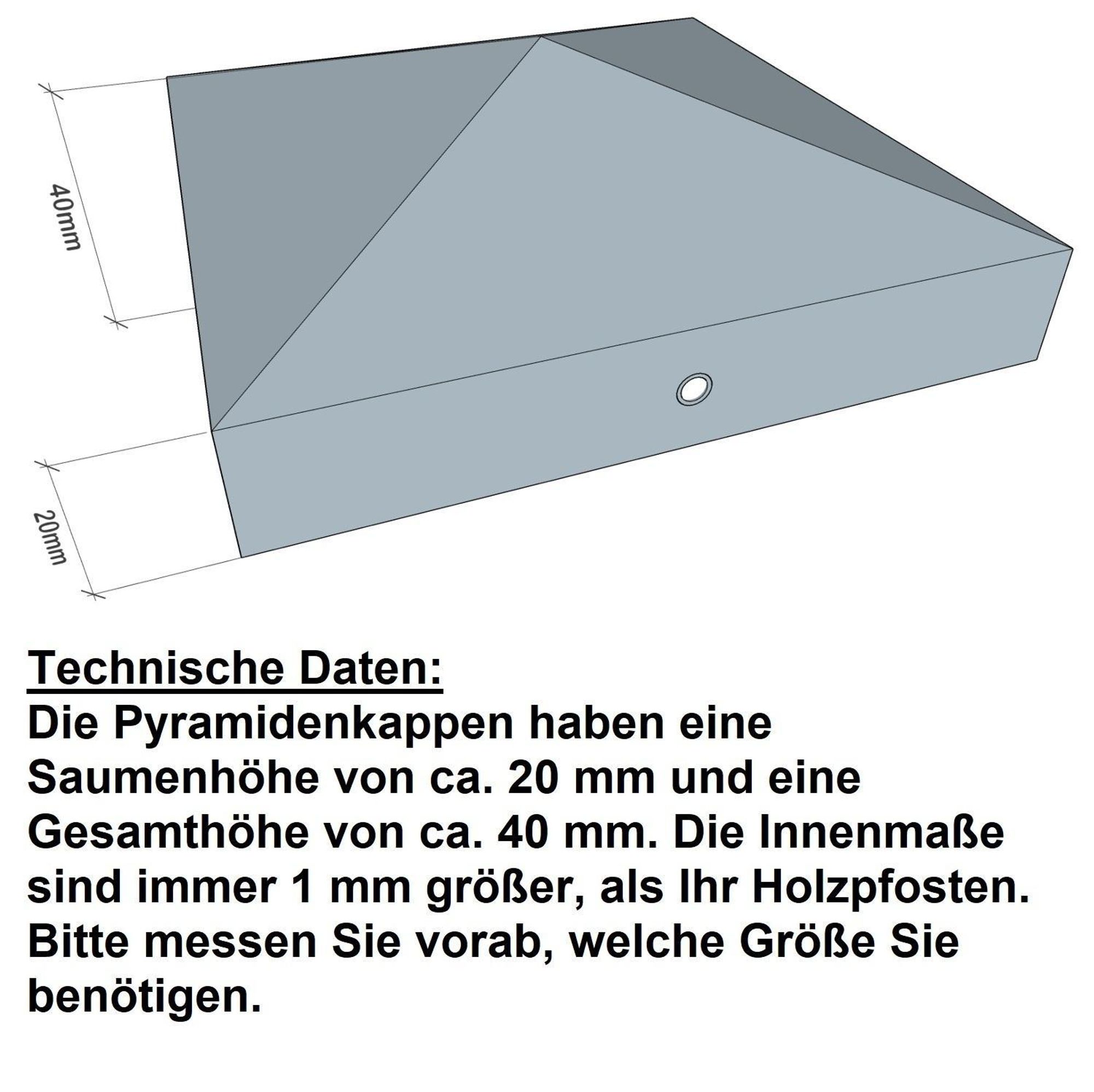 Pfostenkappe VCI beschichtet Pyramide für Pfosten 10x10 cm - inkl. 2x Edelstahl-Schrauben