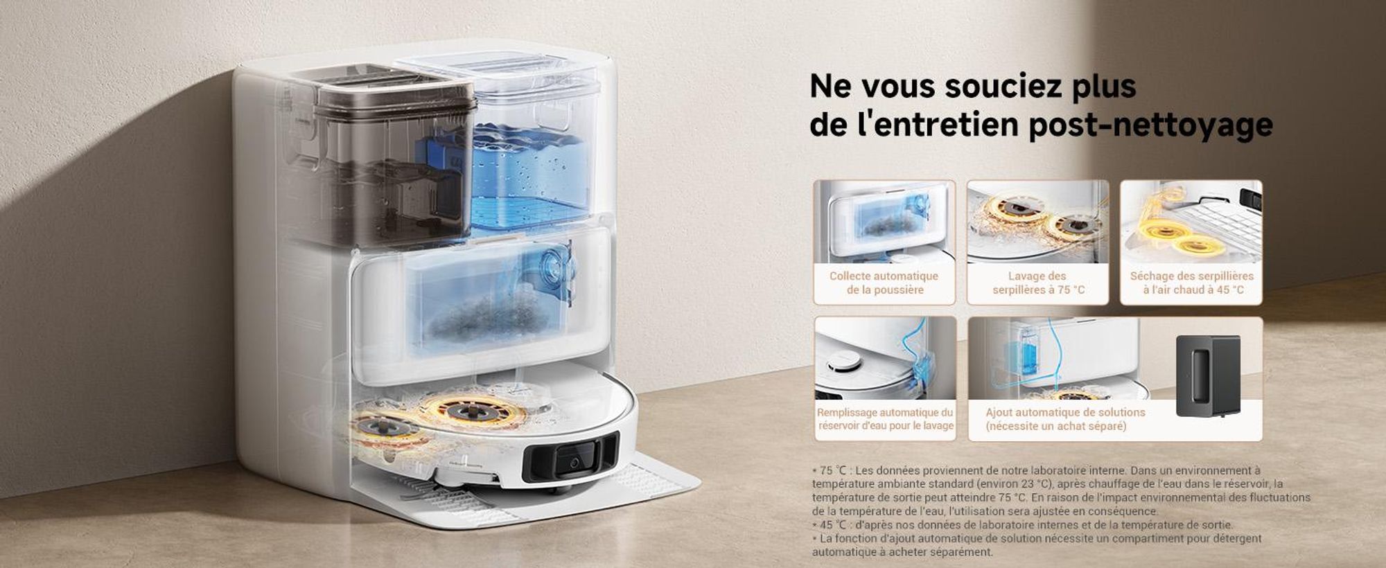 MOVA P50 Ultra Robot Aspirateur Laveur, Serpillière Flexible, 19 000 Pa, Nettoyage Coins et Bords, Auto-Nettoyage 75 °C, Vidage et Recharge Automatiqu