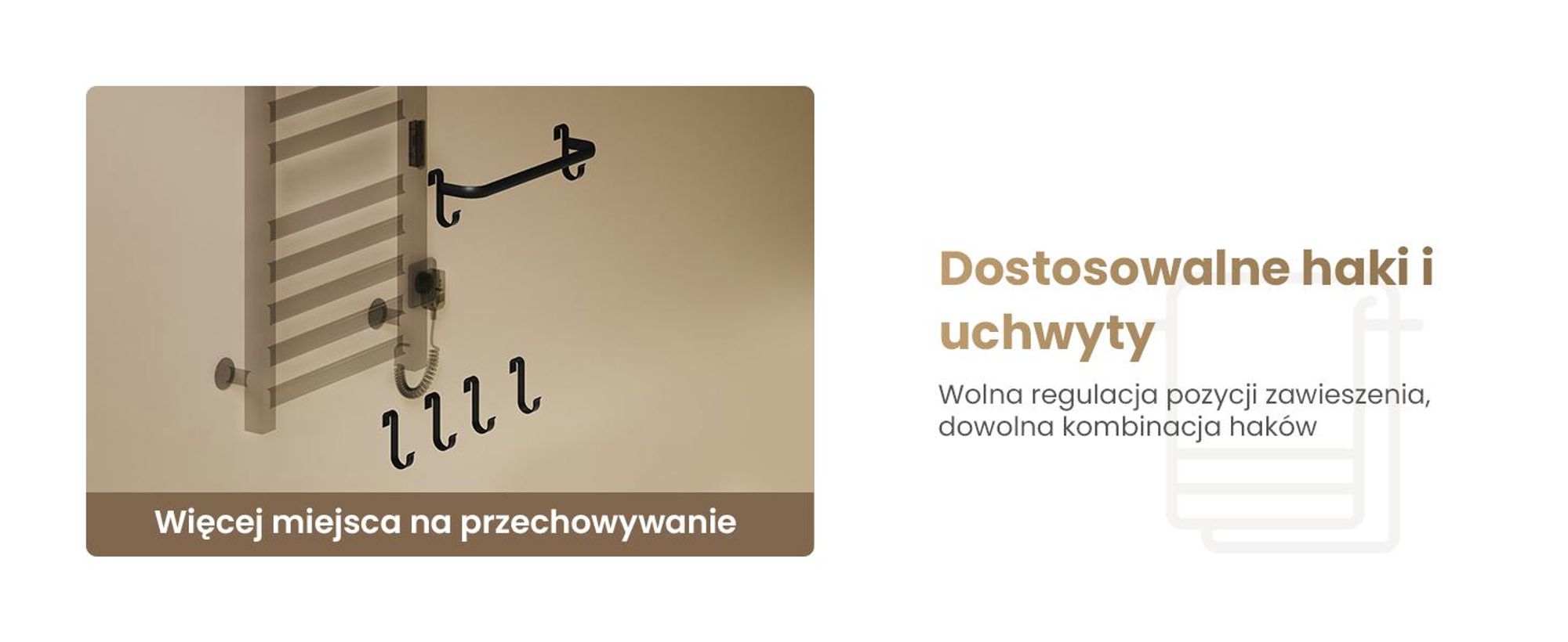 EMKE Grzejnik łazienkowy elektryczny 1000x500 mm, 280W, dwurzędowy, płaskie rurki, półka i haki, WiFi Tuya Alexa, czarny mat