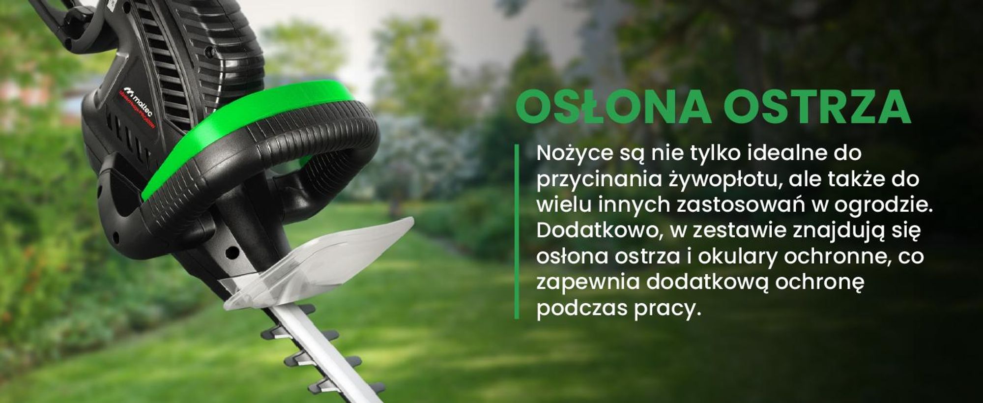 Elektryczne nożyce do żywopłotu o długości 61 cm i ochroną dłoni