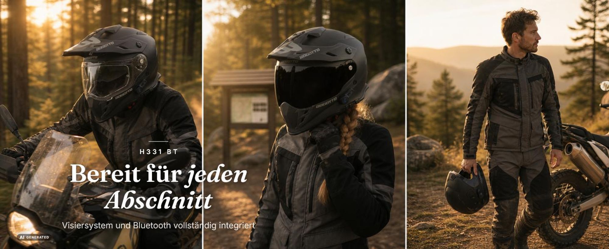 Bogotto H331 BT Bluetooth Enduro Helm, schwarz matt, XS (53/54)