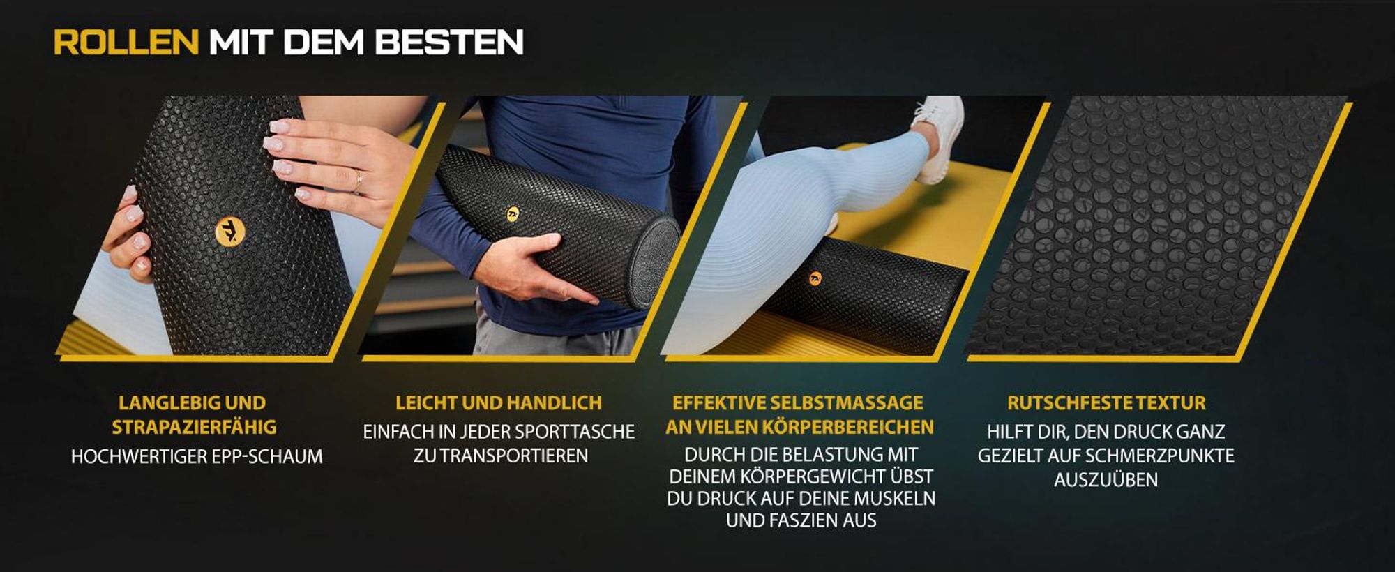 TREX SPORT Faszienrolle mit Mini-Noppen TX-045EPR | Massagerolle aus EPP-Schaumstoff, 45cm, leicht | Fitnessrolle für Rücken, Yoga & Selbstmassage