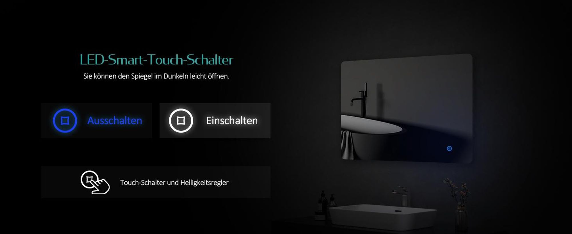 EMKE LED Badspiegel 70x50cm mit Beleuchtung 3 Lichtfarbe kaltweiß Neutral Warmweiß Beschlagfrei Lichtspiegel Badezimmerspiegel mit Touchschalter