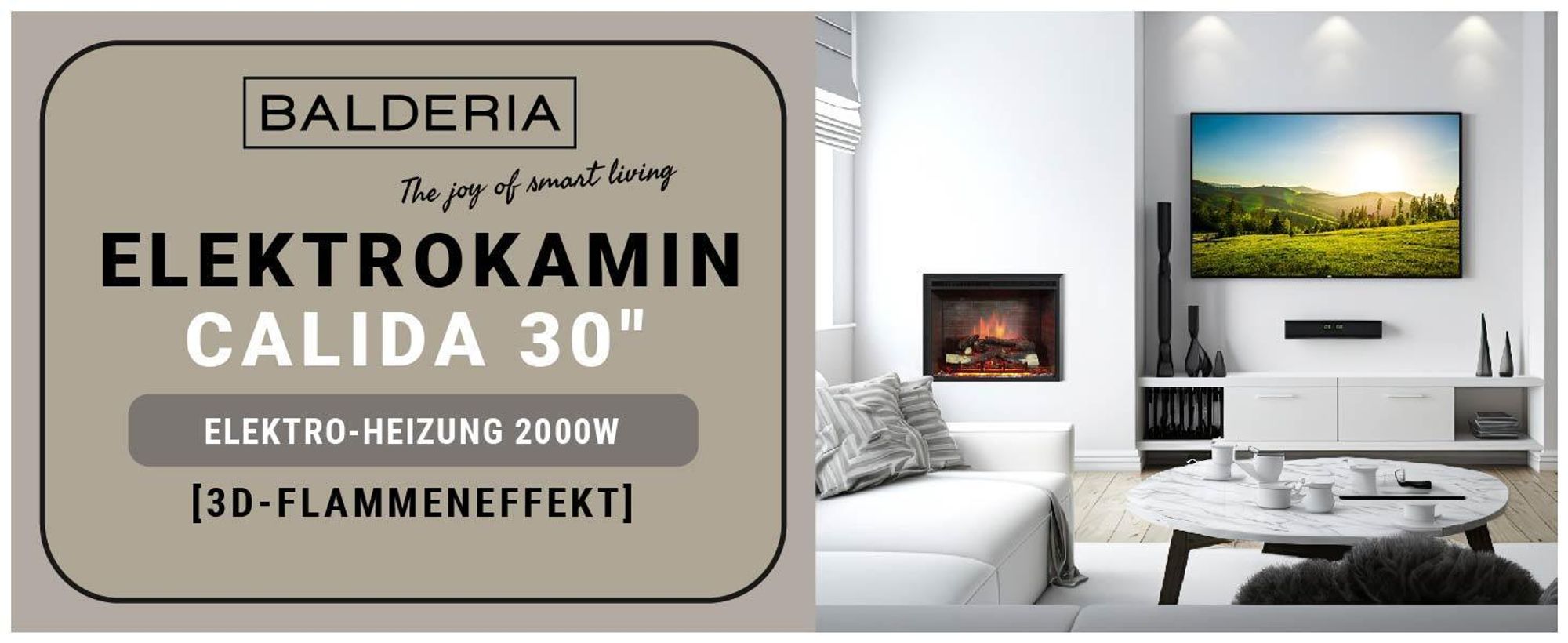 Elektrisches Kaminfeuer Balderia Calida 30 2000 Watt"