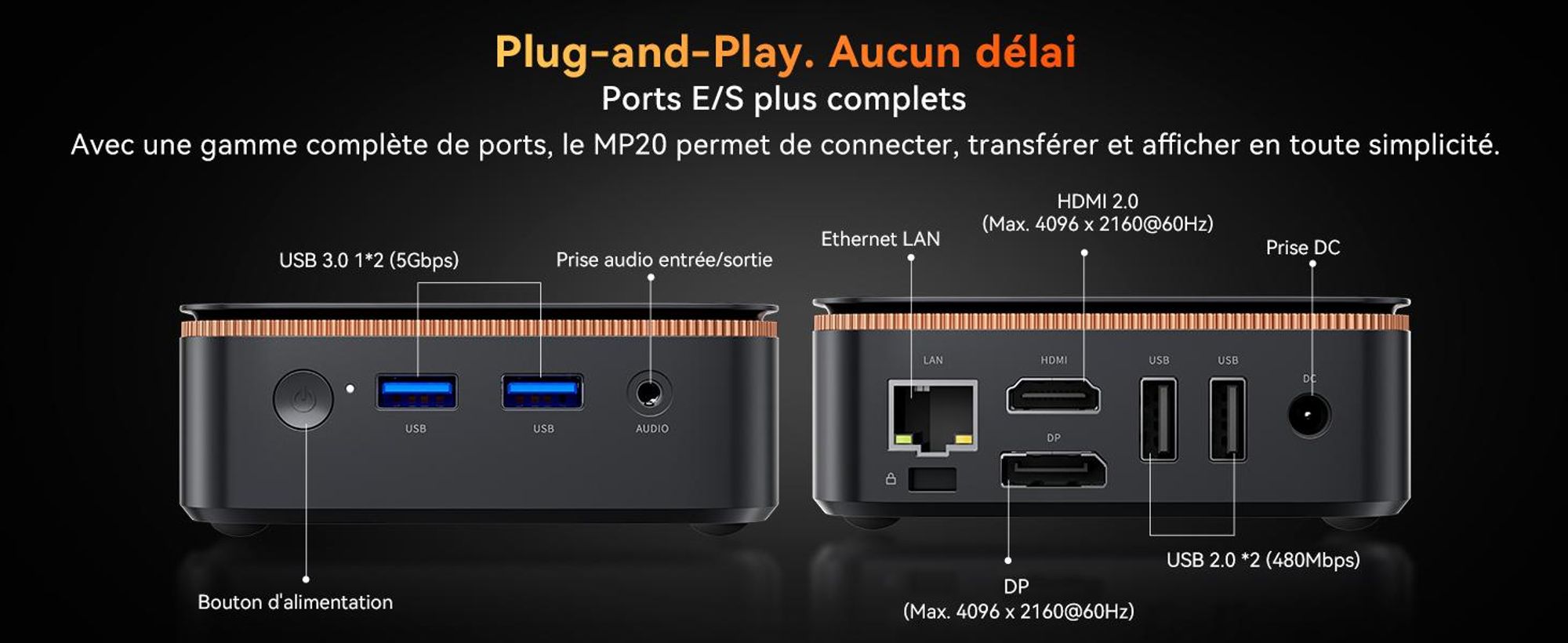 Blackview MP20 Intel Twin Lake N150 DesktopPC, Win11Pro 3,6 GHz, 16GB RAM 512GB SSD M.2 Mini ordinateur, 4K Dual Display,WiFi 6, pour la maison Bureau